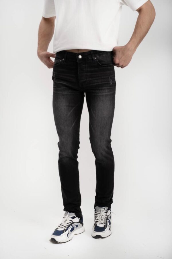 Amiri MX1 Leather Patch Jeans Black (valt klein) - Image 2