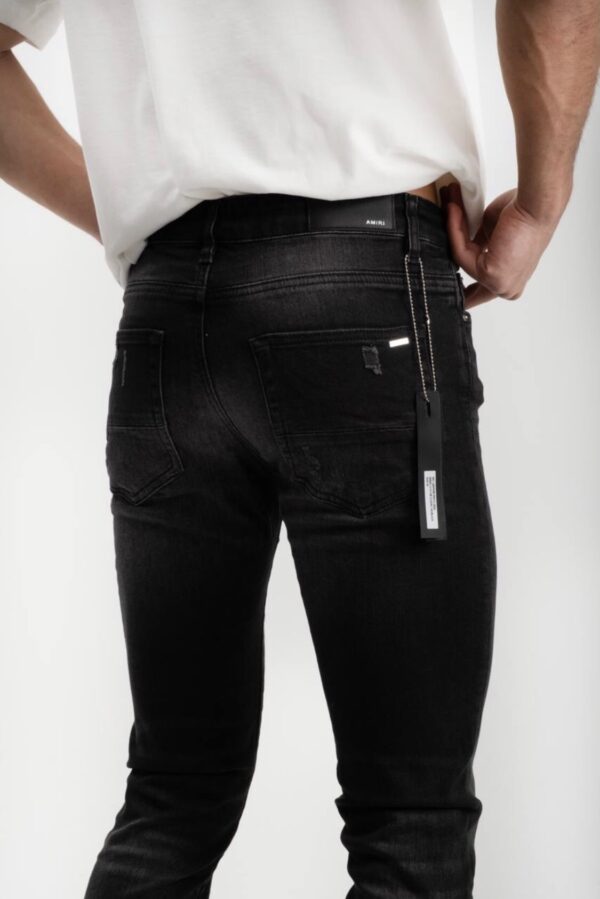 Amiri MX1 Leather Patch Jeans Black (valt klein) - Image 3