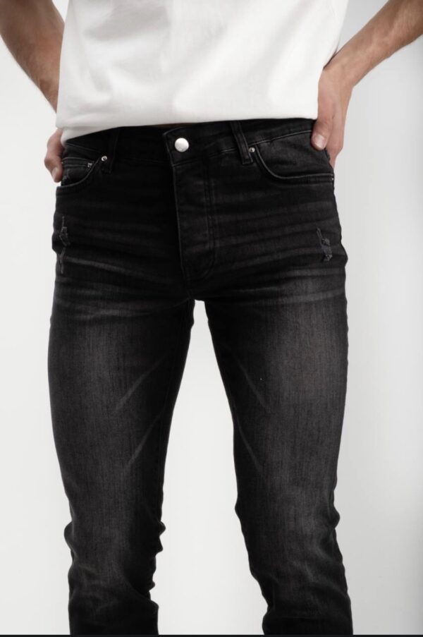 Amiri MX1 Leather Patch Jeans Black (valt klein) - Image 4