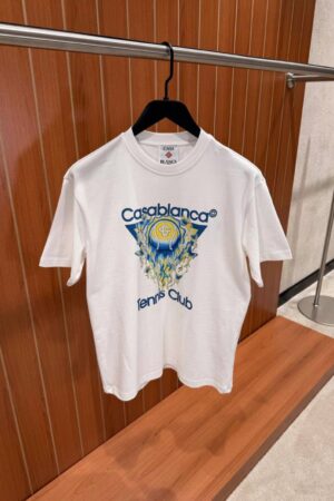 Casablanca Tennis Club Icon Logo-Print T-Shirt in White