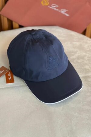 Loro Piana Logo Embroidered Baseball Cap Navy Blue