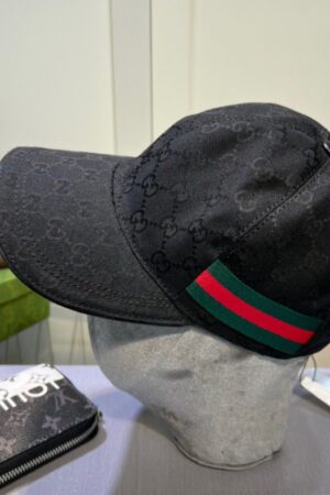 Gucci Baseball Cap With GG Print Black