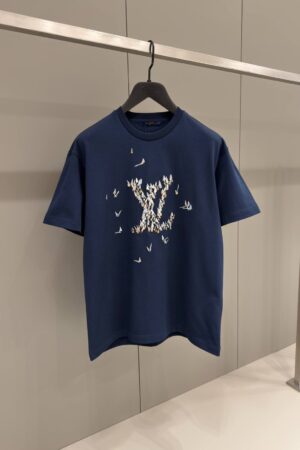 Louis Vuitton Embroidered Cotton T-Shirt Navy