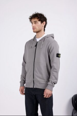 Stone Island grey zip-up hoodie