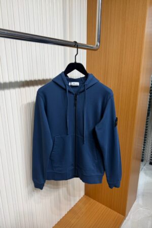 Stone Island Navy Blue zip-up hoodie